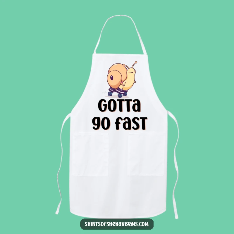 Funny Snail Roller Skates Apron - Hilarious Kitchen Wear for Race-Inspired Cooking