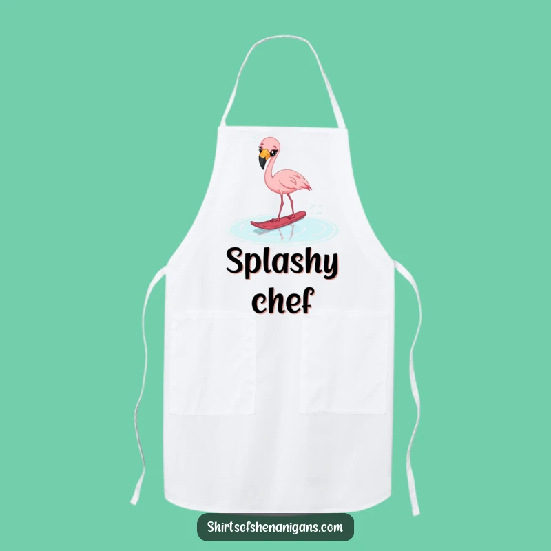 Funny Startled Flamingo Apron - Hilarious Kitchen Wear for Water Ski Fans