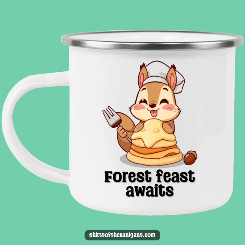 Funny Squirrel Chef Camping Mug - Acorn Pancake Outdoor Gift