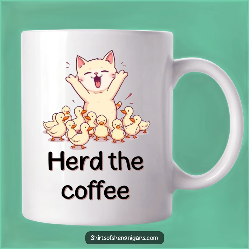Funny Cat & Duck Mug: Chaotic Herding Chaos, Pet Owner Humor, Perfect Funny Gift