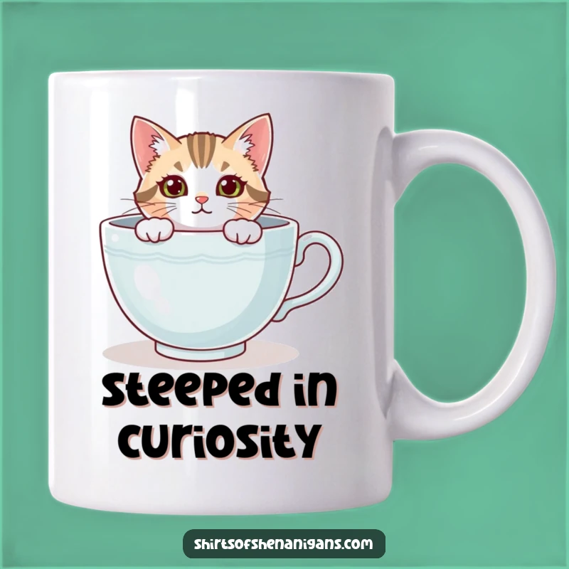 Funny Cat Teacup Mug - Cozy Curiosity for Your Morning Brew