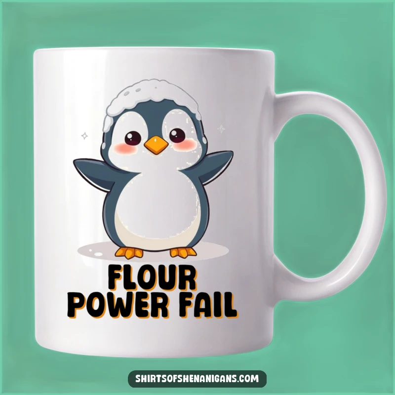 Funny Penguin Flour Mess Mug: Clumsy Bird Cooking Confusion, Hilarious Gift Idea!