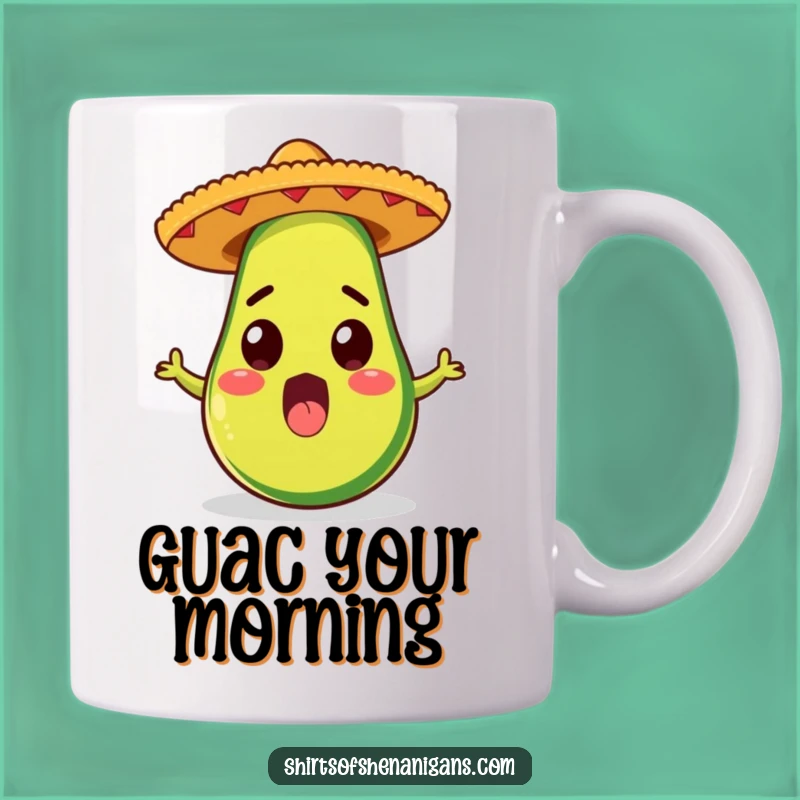 Funny Avocado Mug: Surprised Sombrero Avo, Mexican Fiesta Fun, Perfect Funny Gift