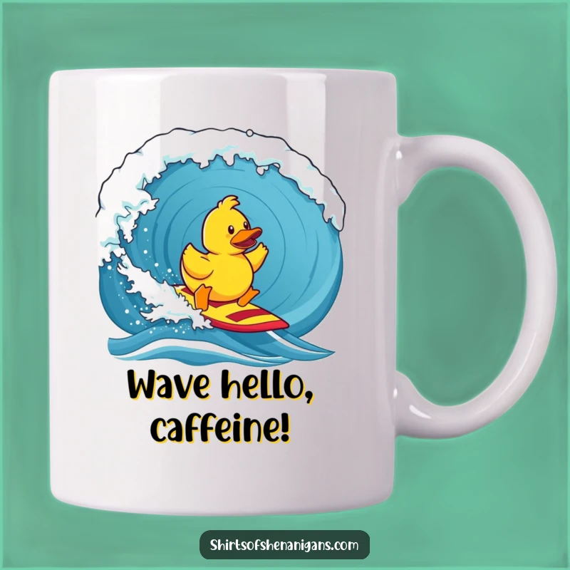 Funny Surfing Rubber Duck Mug: Hilarious Wavetide Adventure Gift for Duck Lovers