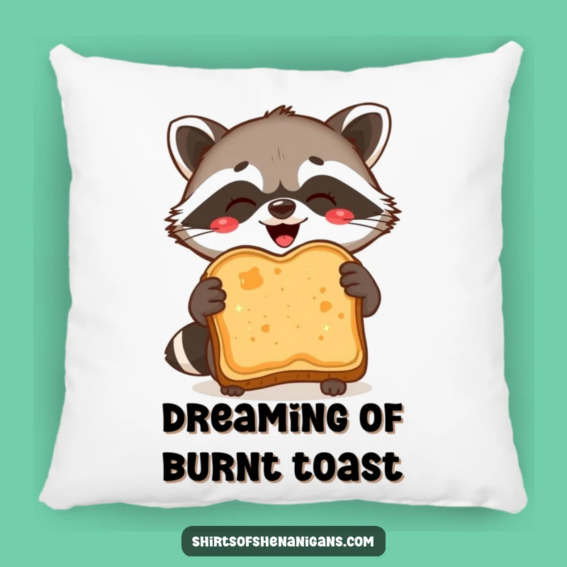 Funny Raccoon Toast Pillow: Burnt Slice Comfort, Cozy & Hilarious Accent!
