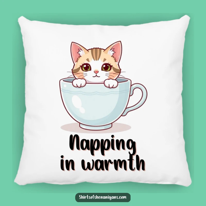Funny Cat Teacup Pillow - Cozy Comfort with Curious Charm