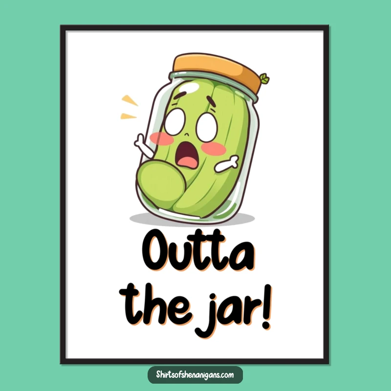 Funny Shocked Pickle Rolling Out Of Jar Digital Art - Instant Surprise Decor