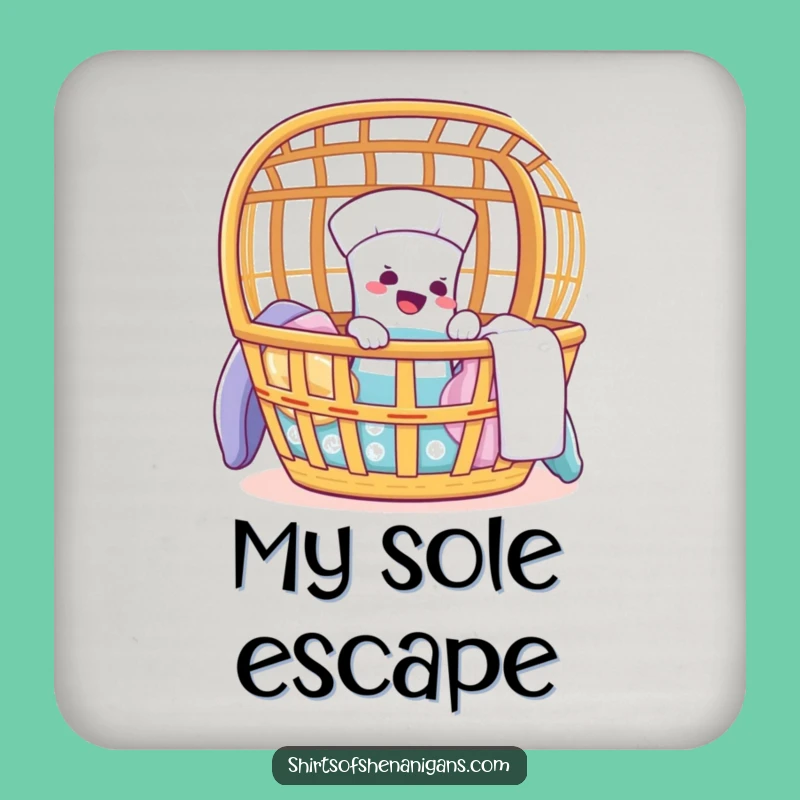 Funny Giggling Sock Drink Coaster: Protect surfaces with laundry humor, escape design, perfect funny gift.
