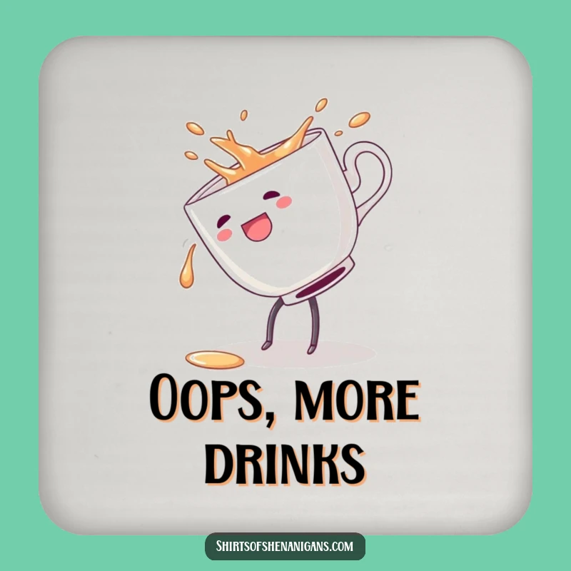Funny Clumsy Teacup Cartwheel Drink Coaster - Protect Surfaces Playfully