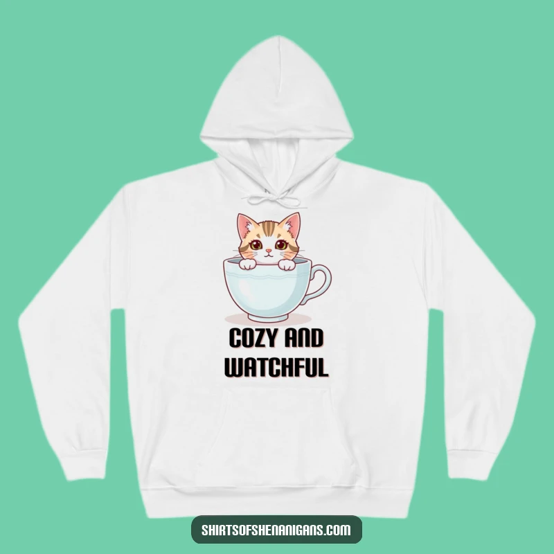Cozy Funny Cat Teacup Hoodie - Ultimate Comfort with Curiosity