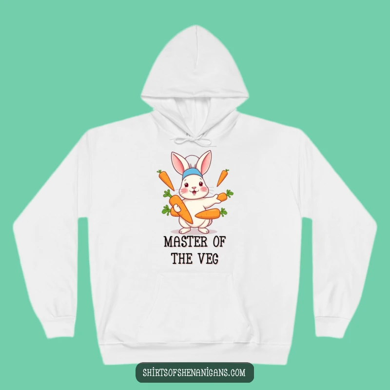 Funny Rabbit Chef Hat Carrot Juggling Hoodie - Cozy Culinary Comfort