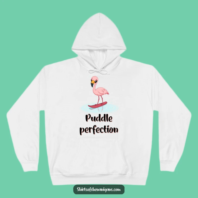 Funny Startled Flamingo Hoodie - Cozy & Hilarious Water Ski Mishap Gift