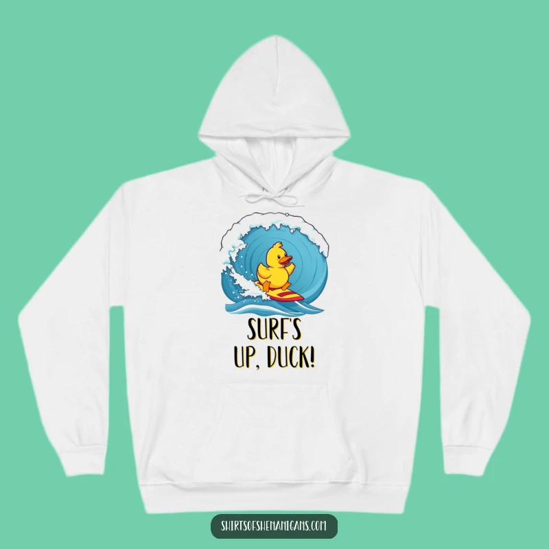 Funny Rubber Duck Surf Hoodie: Cozy & Hilarious Wave Rider Sweatshirt Gift