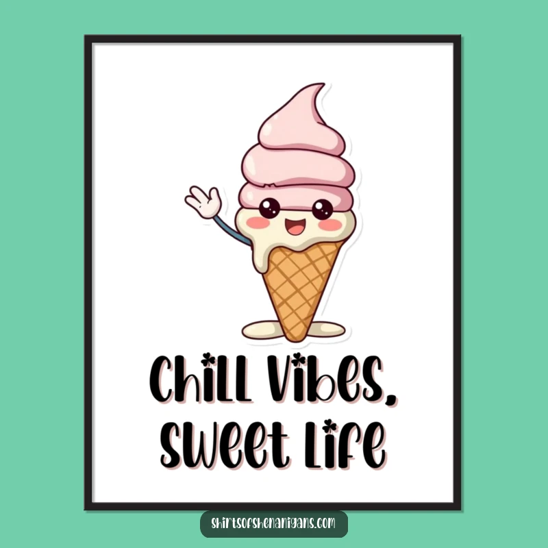 Free Printable Wall Art: Melting Ice Cream Cone Funny Downloadable Art Gift