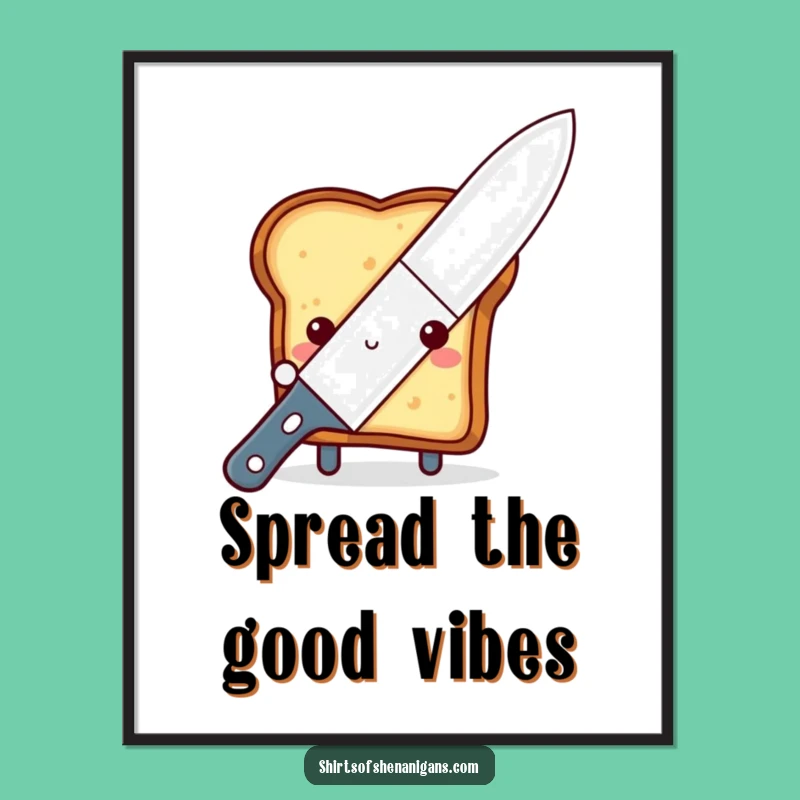 Free Printable Wall Art: Shy Toast Butter Knife Funny Toast Decor Downloadable