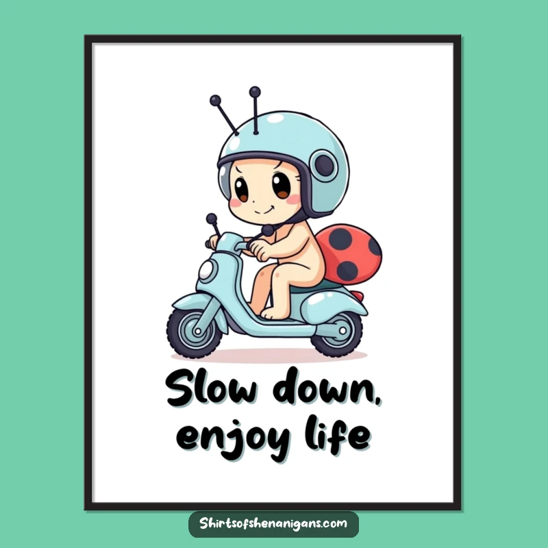 Free Printable Wall Art: Snail Racer Helmet Funny Downloadable Art Gift