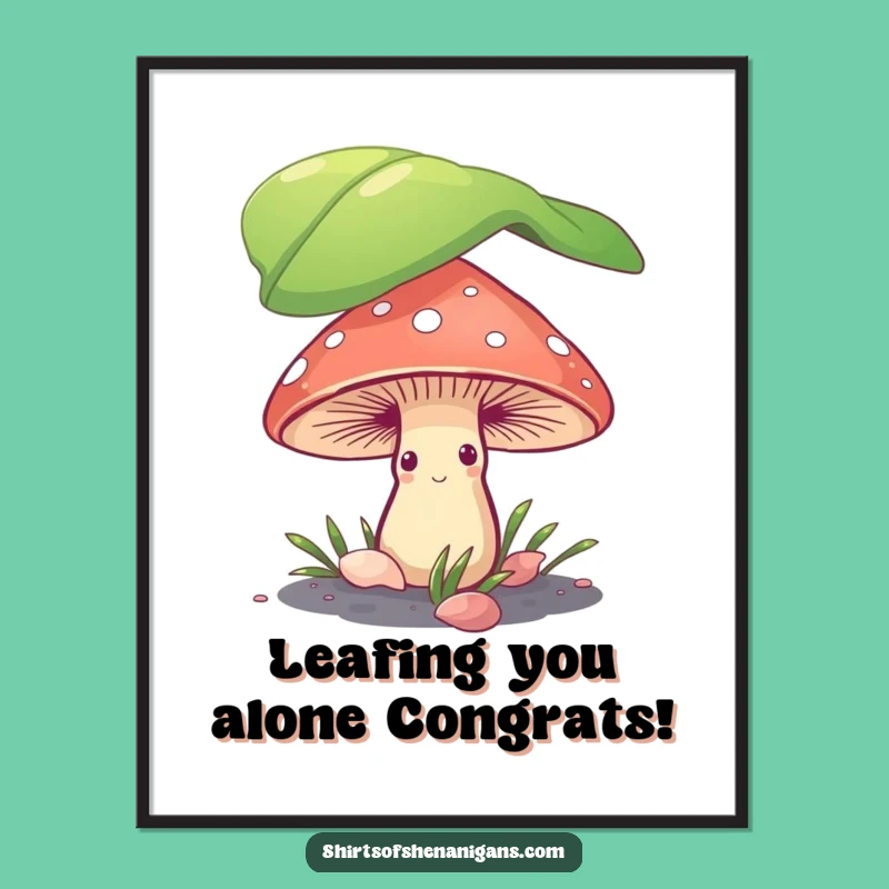 Free Printable Wall Art: Shy Mushroom's Cute Peek Downloadable Art for Laughs