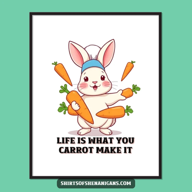 Free Printable Wall Art: Chef Rabbit Carrots - Funny Downloadable Decor