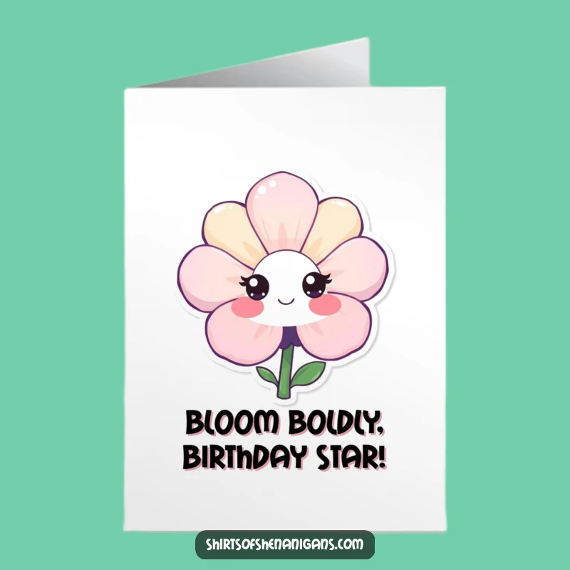 Free Printable Shy Flower Birthday Card - Funny Downloadable Gift for Gentle Souls
