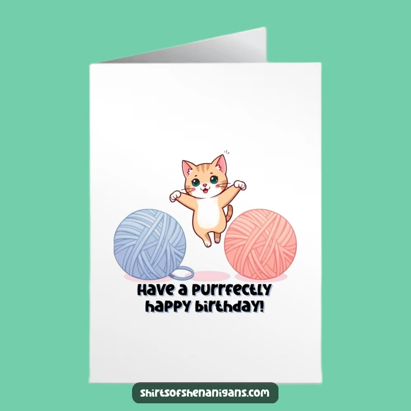 Cat Yarn Birthday Card: Free Printable Leap - Playful Downloadable Gift for Cat Lovers