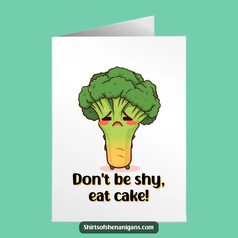 Free Printable Birthday Card: Embarrassed Broccoli's Funny Greeting Downloadable Gift