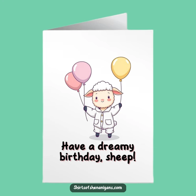 Free Printable Funny Birthday Card: Pajama Sheep Balloons - DIY Downloadable Gift