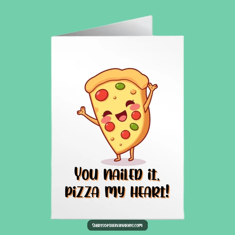 Free Printable Congrats Card: Pizza Cartwheel for Fun Downloadable Gift
