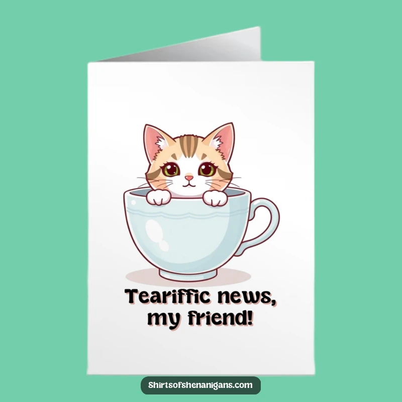 Peek-a-Boo Cat Congrats Card: Free Printable Teacup Surprise - Charming Downloadable Gift