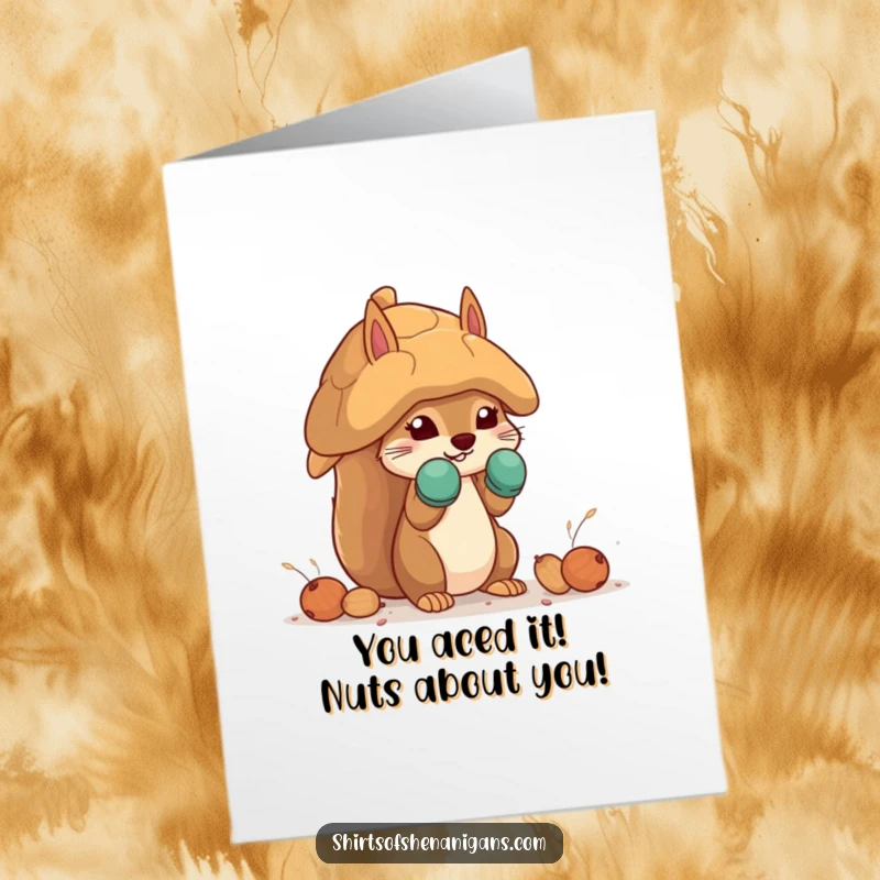 Funny Free Printable Congrats Card: A squirrel wearing mittens works hard on building a giant nut house. A downloadable celebration of effort.