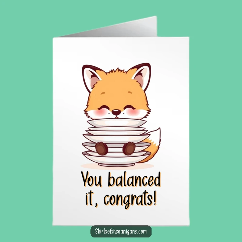 Free Printable Congrats Card: Fox Cub Plates, Funny Success DIY Downloadable