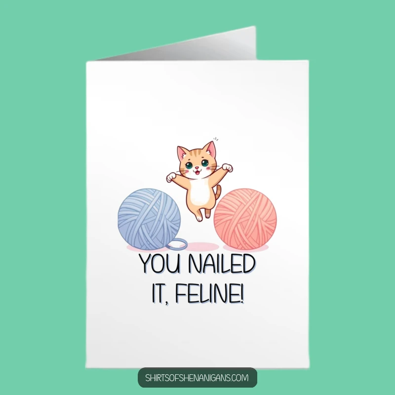 Agile Cat Congrats Card: Free Printable Yarn Leap - Dynamic Downloadable Gift