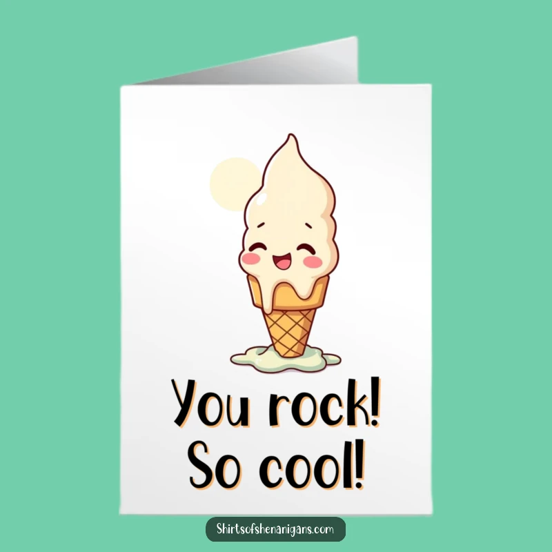 Funny Ice Cream Cone Congrats Card Free Printable: Melting Joy Downloadable Gift