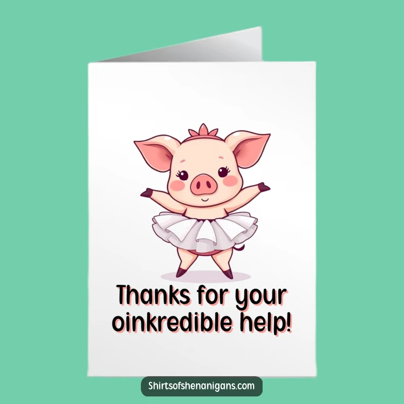 Charming Pig Tutu Free Printable Thank You Card - Dance Downloadable Thanks