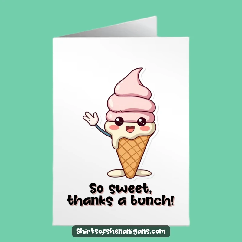 Free Printable Thank You Card: Melting Ice Cream Cone Funny Downloadable Gift