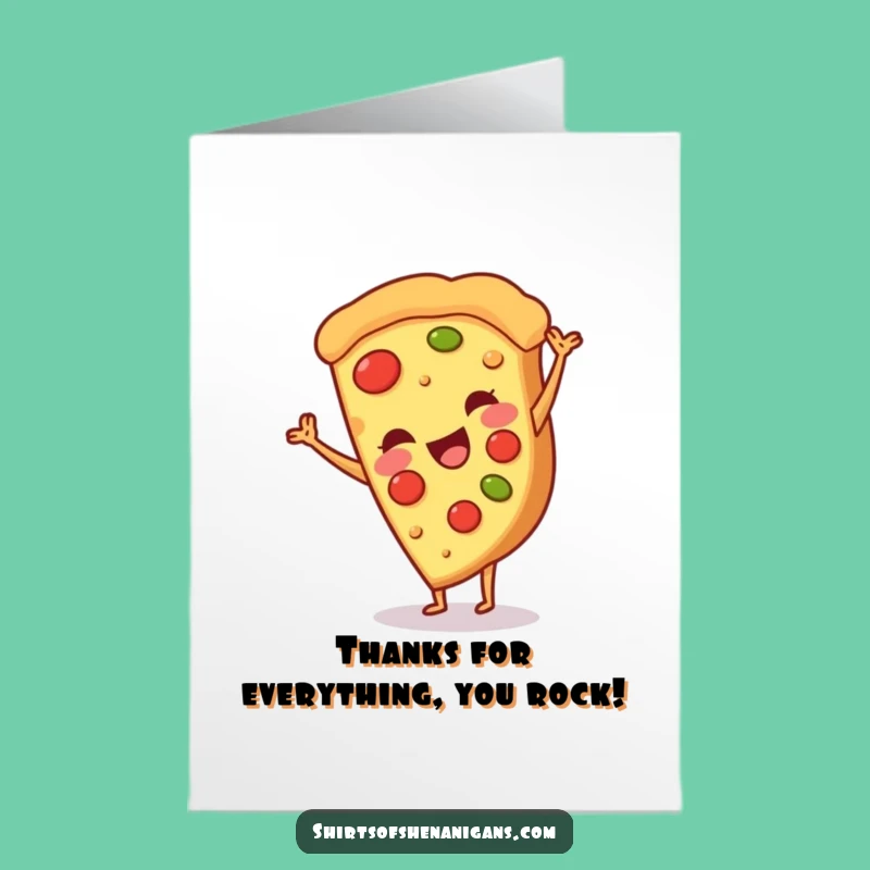 Free Printable Thank You Card: Pizza Cartwheel for Humorous Downloadable Gift