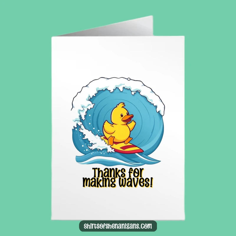 Free Printable Thank You Card: Rubber Duck Surfs Big Wave - Grateful Downloadable Gift
