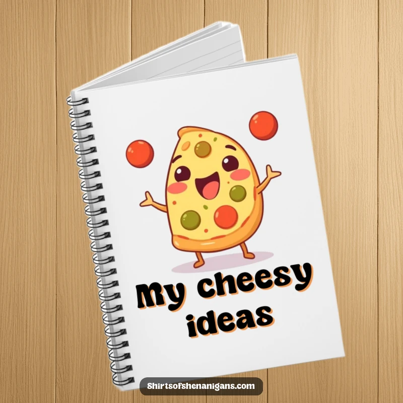 Funny Notebook: Happy pizza slice juggling tiny meatballs, a cute and humorous journal for foodies.