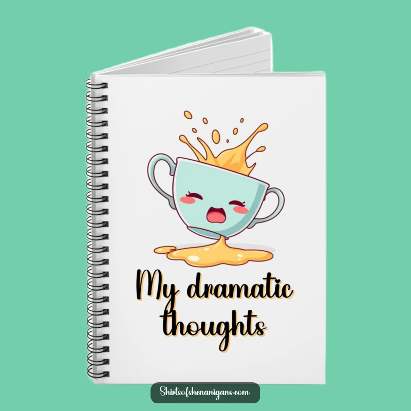 Funny Startled Teacup Notebook: Spill humor, dramatic design, perfect funny gift for jotting notes.