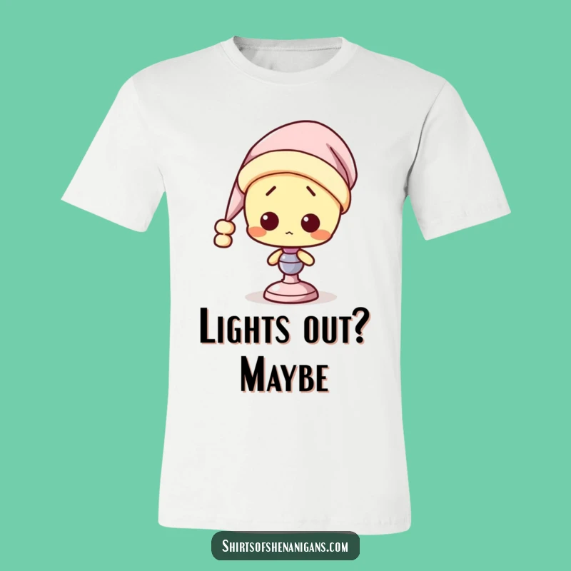 Funny Confused Lamp T-Shirt: Sleepy Light Bulb, Hilarious Gift for the Tired