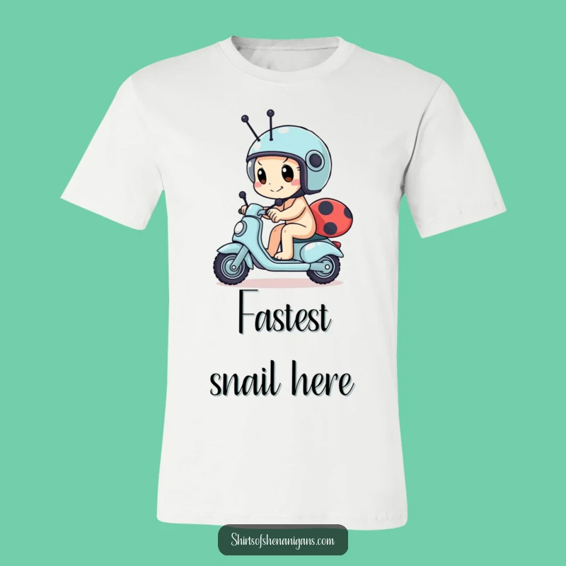 Funny Snail Scooter T-Shirt - Determined Racer & Tiny Helmet Shirt Gift