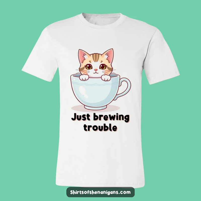 Funny Cat Teacup T-Shirt - Cozy Curiosity for Cat Lovers