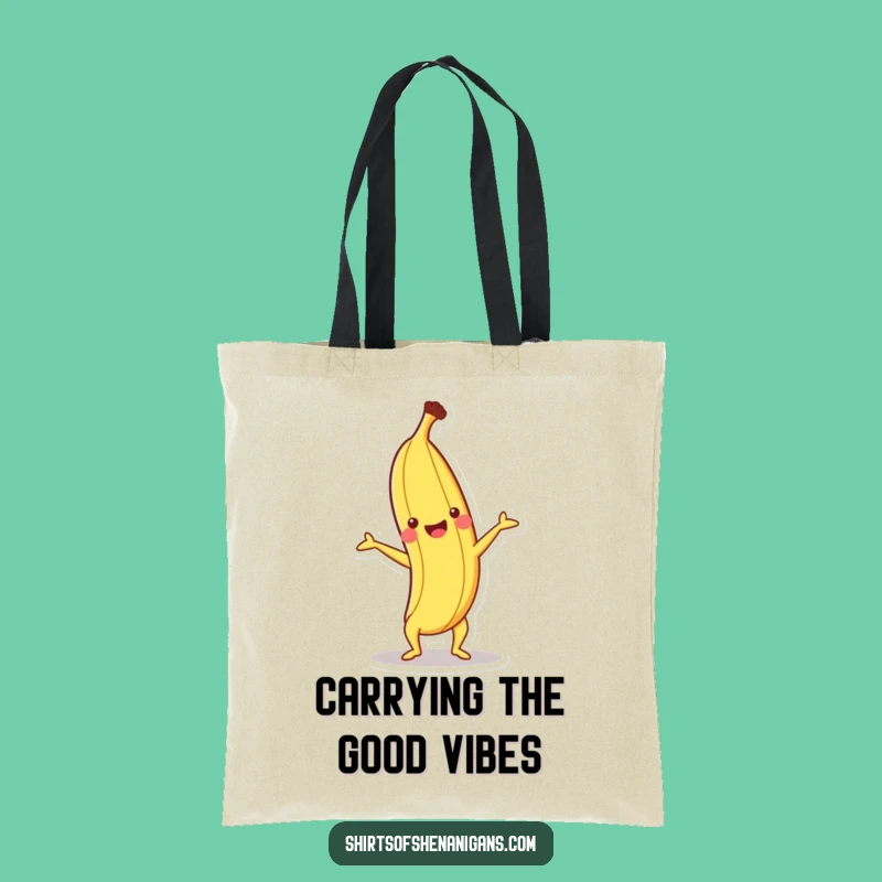 Funny Happy Banana Tote Bag: Fruit humor, handstand design, the perfect funny gift for everyday use.