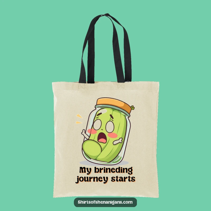 Funny Shocked Pickle Rolling Out Of Jar Tote Bag - Surprise Carry-All Gift