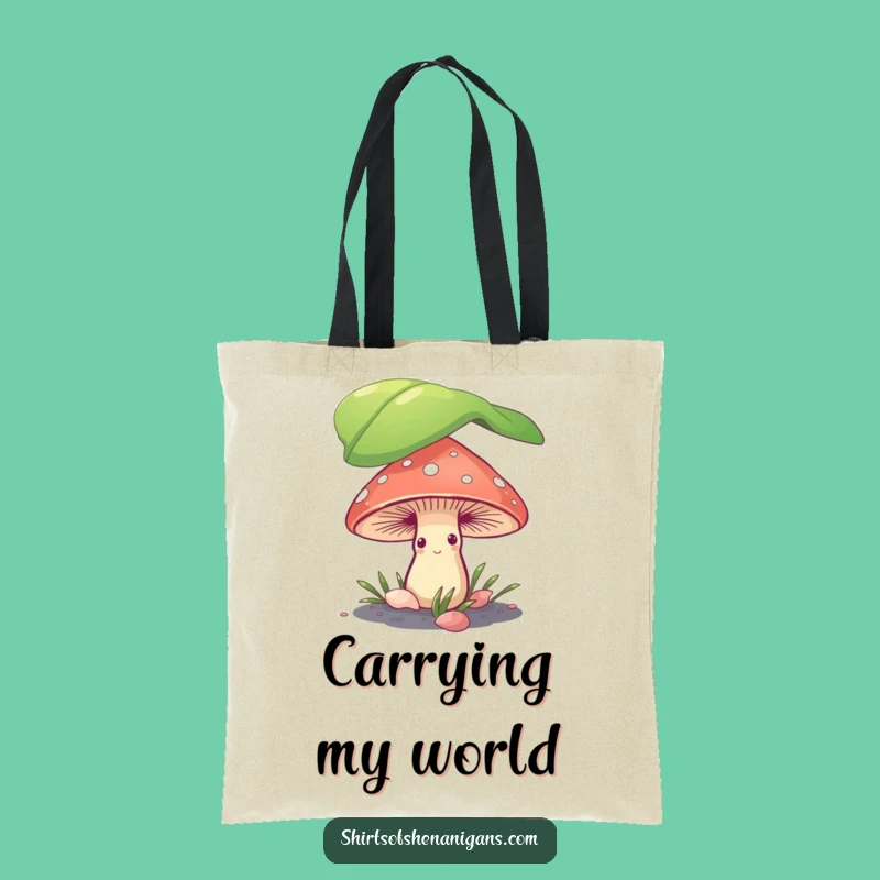 Funny Shy Mushroom Tote Bag: Eco-Friendly Fungi Accessory, Perfect Practical Gift
